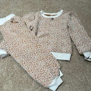 Janie and Jack leopard puff sleeve jacquard sweat set girls 5